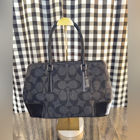 Coach Handbags - Coach Signature Monogram Wool and Leather Satchel 2001 Vintage